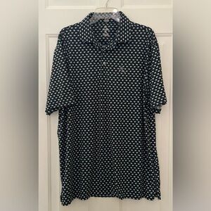 Rhoback White Elephant Black Polo with White Pattern